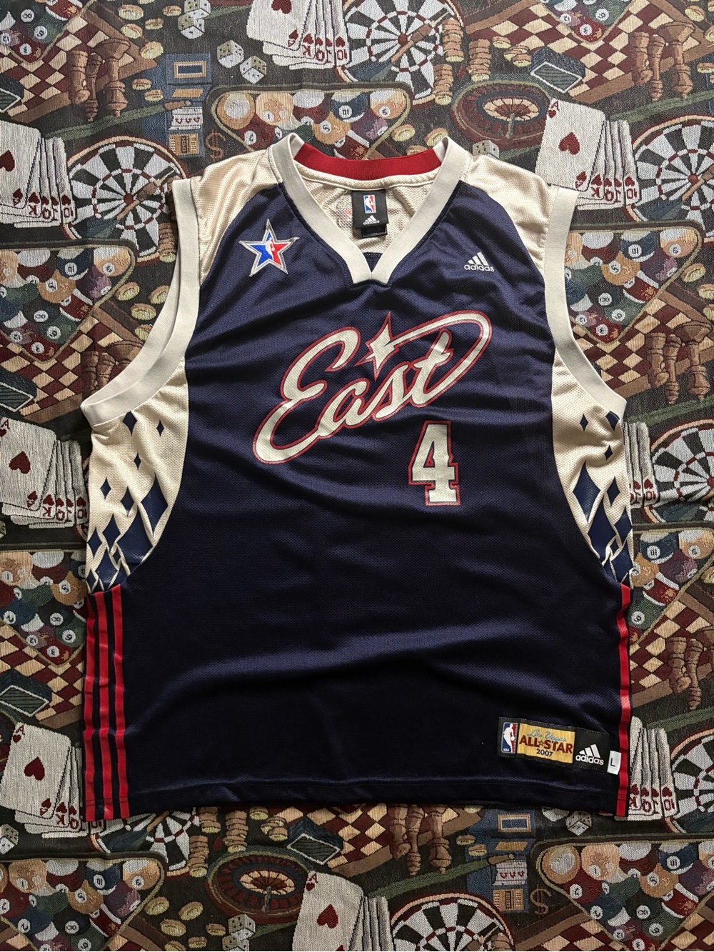 adidas Navy, Cream & Red East All-Star Basketball Jersey #4